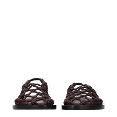 Jil Sander Brown Leather Flat Sandals
