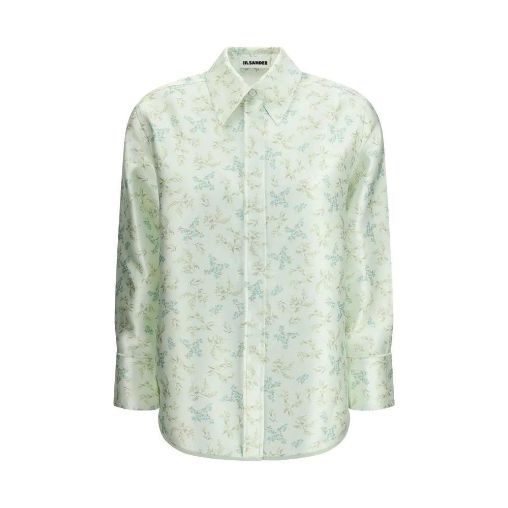 Jil Sander Green Silk Pattern Shirt - 34 | XXS