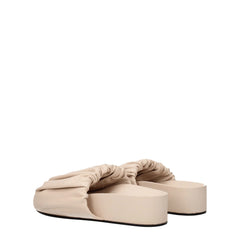 Jil Sander Pink Leather Slippers Sandals