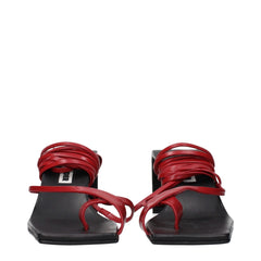 Jil Sander Red Leather Flip-Flop Sandals