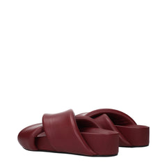 Jil Sander Red Leather Slippers