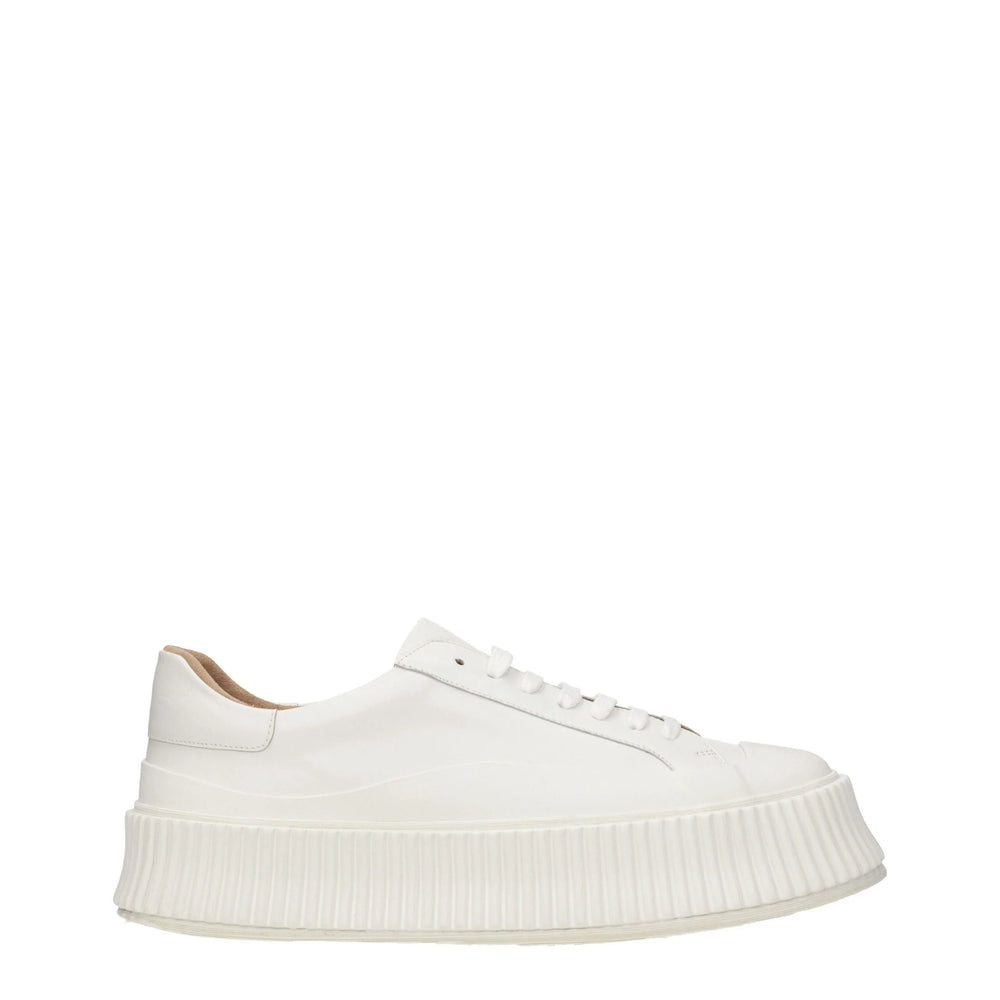 Jil Sander White Leather Platform Sneakers