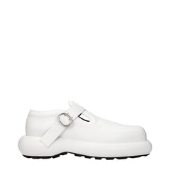 Jil Sander White Leather Slip-On Loafers