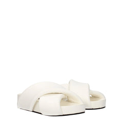 Jil Sander White Leather Slippers Sandals - EU36/US6