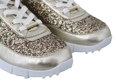 Jimmy Choo Antique Gold Glitter Leather Sneakers - Sneakers