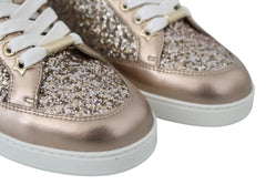 Jimmy Choo Ballet Pink Glitter Leather Sneakers - EU34.5/US4.5 - Sneakers
