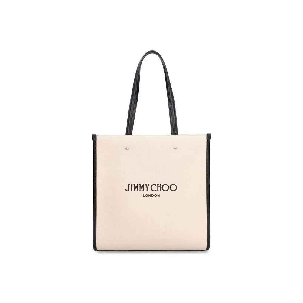 Jimmy Choo Beige Canvas Tote Bag