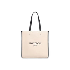 Jimmy Choo Beige Canvas Tote Bag