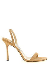 Sandalias de tacón de aguja Jimmy Choo en cuero beige