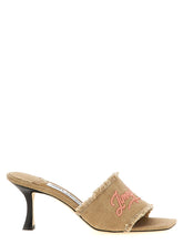 Jimmy Choo beige textile platform sandals featuring a high block heel and elegant ankle strap for a refined silhouette.