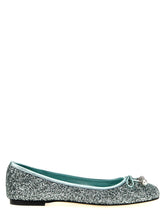 Jimmy Choo bicolor textile ballet flats in a refined cream and black palette, front view showing the elegant pointed toe.