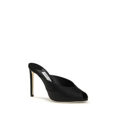 Jimmy Choo Black Calf Leather Bos Taurus Stiletto Heel Sandals