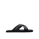 Jimmy Choo Black Calfskin Flat Sandals - EU41/US8