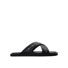 Jimmy Choo Black Calfskin Flat Sandals - EU41/US8