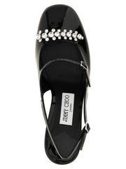 Jimmy Choo Black Leather Mid Heel Pumps