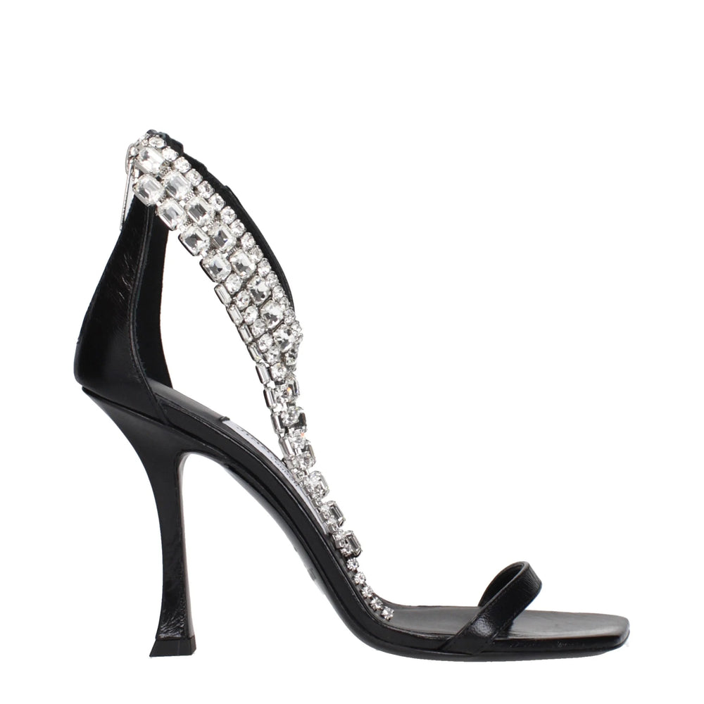 Jimmy Choo Black Leather Stiletto Heels Sandals - EU37.5/US7.5