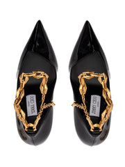 Jimmy Choo Black Patent Leather Diamond Talura Pumps