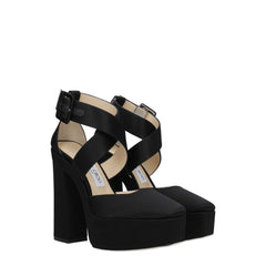 Jimmy Choo Black Satin Platforms - Sandals