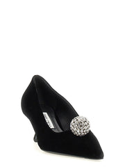 Jimmy Choo Black Textile Mid Heel Pumps - EU34.5/US4.5