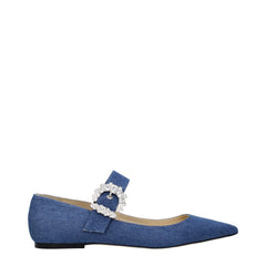 Jimmy Choo Blue Fabric Ballet Flats