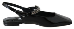 Jimmy Choo Elegant Black Patent Flats with Crystal Accent - Flats