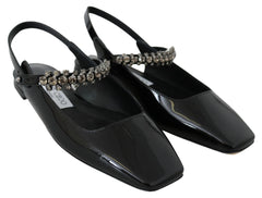 Jimmy Choo Elegant Black Patent Flats with Crystal Accent - Flats