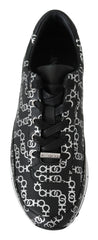 Jimmy Choo Elegant Black & Silver Leather Sneakers - Sneakers