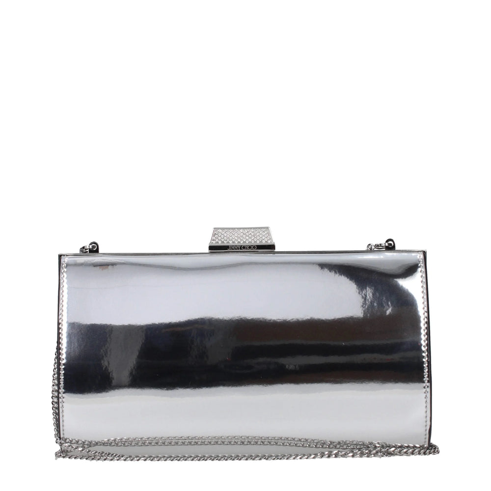 Sac à main pochette en cuir gris Jimmy Choo