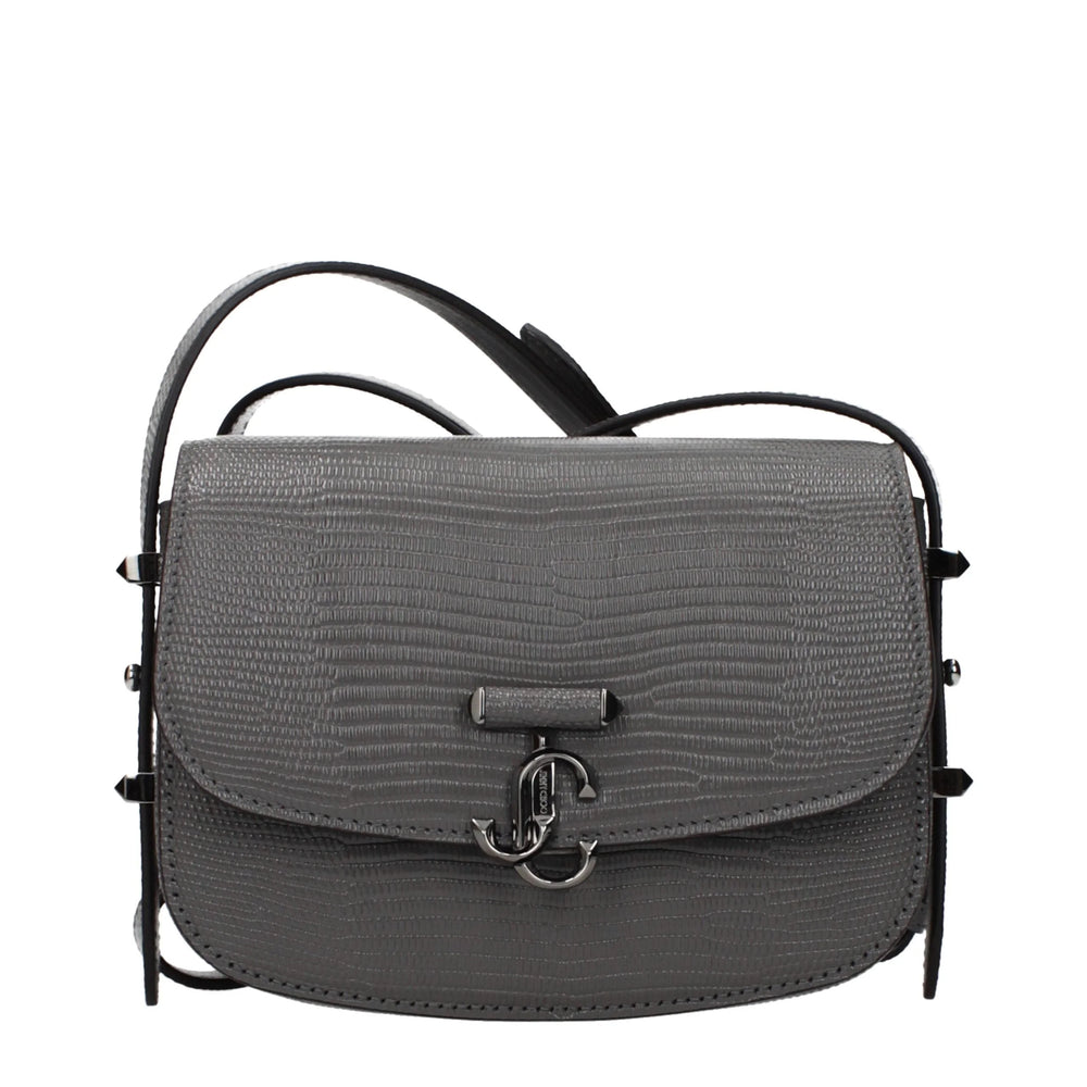 Jimmy Choo Gray Leather Shoulder Bag