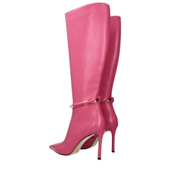Jimmy Choo Pink Leather High Heel Boots - EU40/US10
