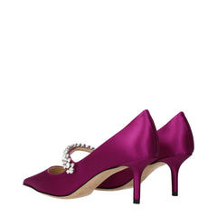 Jimmy Choo Pink Satin Mid Heel Pumps