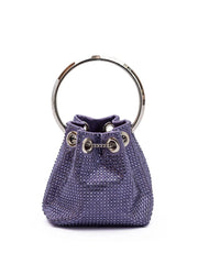 Fialová bucket bag Jimmy Choo Bon Bon s mikro krystaly