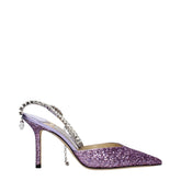 Sandale cu toc stiletto din plastic mov Jimmy Choo