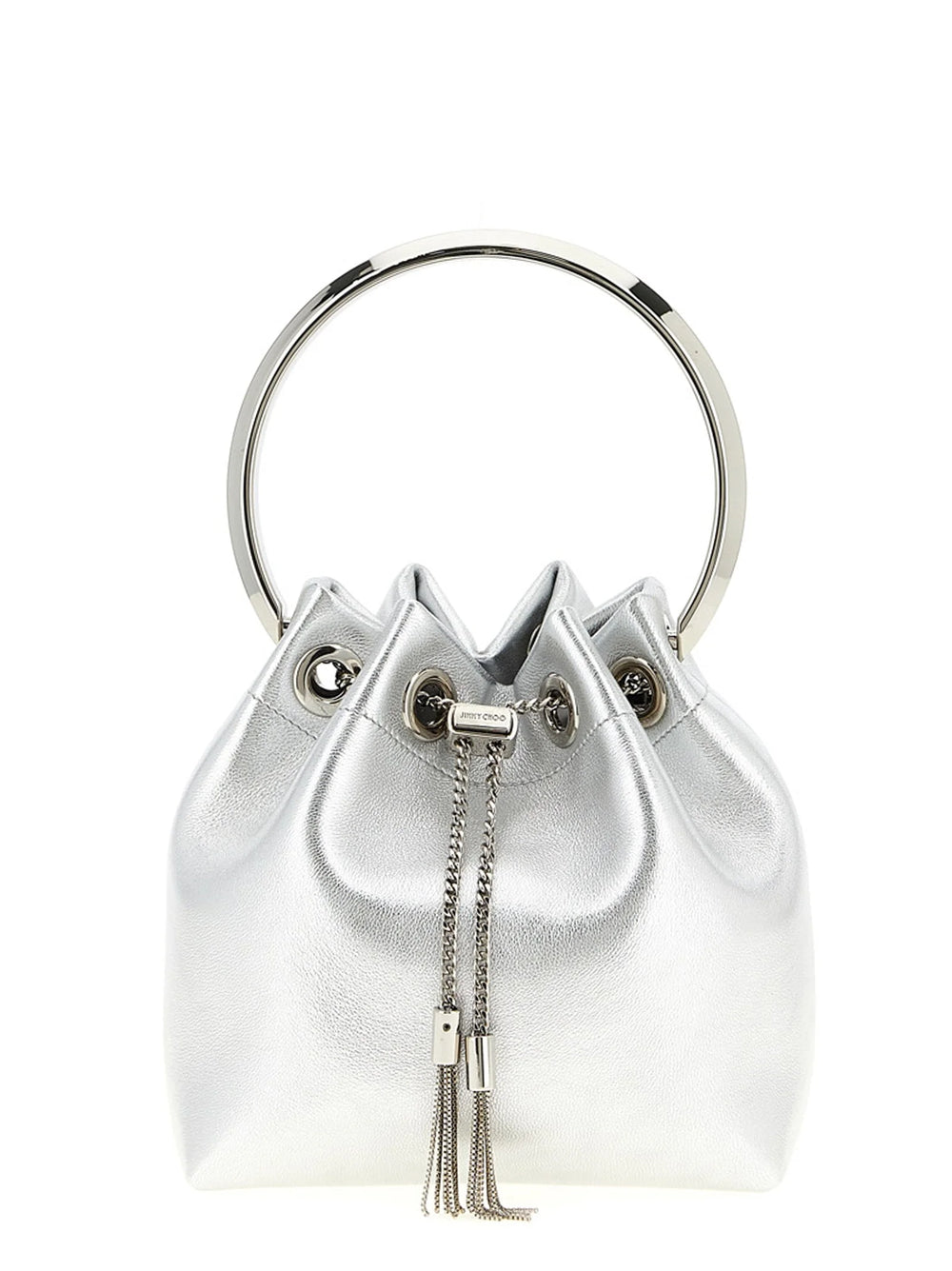 Jimmy Choo Silver Lamb Leather Handbag