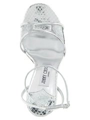 Jimmy Choo Silver Leather Stiletto Heel Sandals