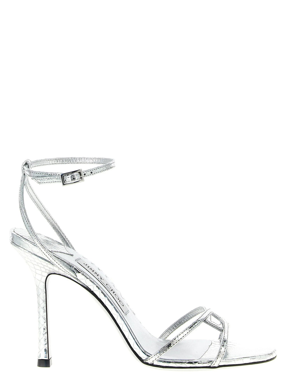 Jimmy Choo Silver Leather Stiletto Heel Sandals