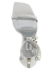 Jimmy Choo Silver Leather Stiletto Heel Sandals - EU39/US9