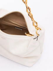 Jimmy Choo White Diamond Hobo Leather Shoulder Bag