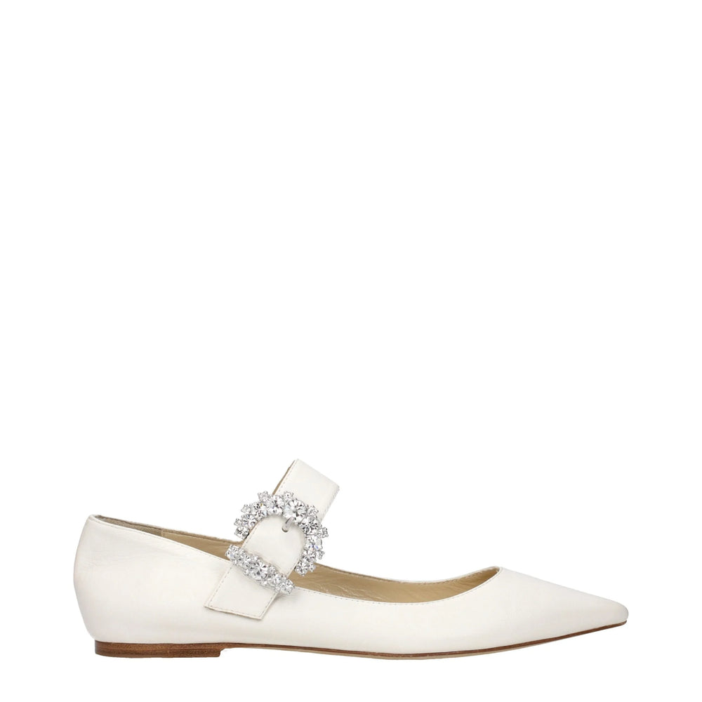 Jimmy Choo White Leather Ballet Flats