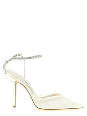 Jimmy Choo White Tencel High Heel Pumps