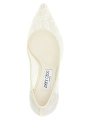 Jimmy Choo White Tencel High Heel Pumps - EU37/US7
