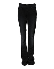 John Galliano Black Cotton Mid Waist Tapered Denim Jeans - Jeans