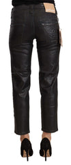 John Galliano Black Glittered Mid Waist Cotton Cropped Pants - IT40|S - Jeans