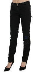 John Galliano Black Low Waist White Paint Skinny Denim Pants Jeans - W30