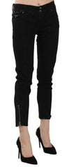 John Galliano Black Mid Waist Cropped Cut Hem Denim Casual Pants - W24 - Jeans