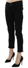 John Galliano Black Mid Waist Cropped Cut Hem Denim Casual Pants - W24 - Jeans