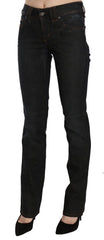 John Galliano Black Mid Waist Slim Fit Corduroy Denim Casual Pants - Jeans