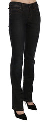 John Galliano Black Mid Waist Slim Fit Corduroy Denim Casual Pants - Jeans