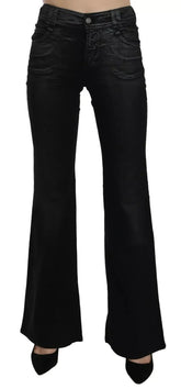 John Galliano Black Washed High Waist Flared Denim Casual Pants Jeans - Jeans