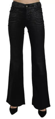 John Galliano Black Washed High Waist Flared Denim Casual Pants Jeans - Jeans